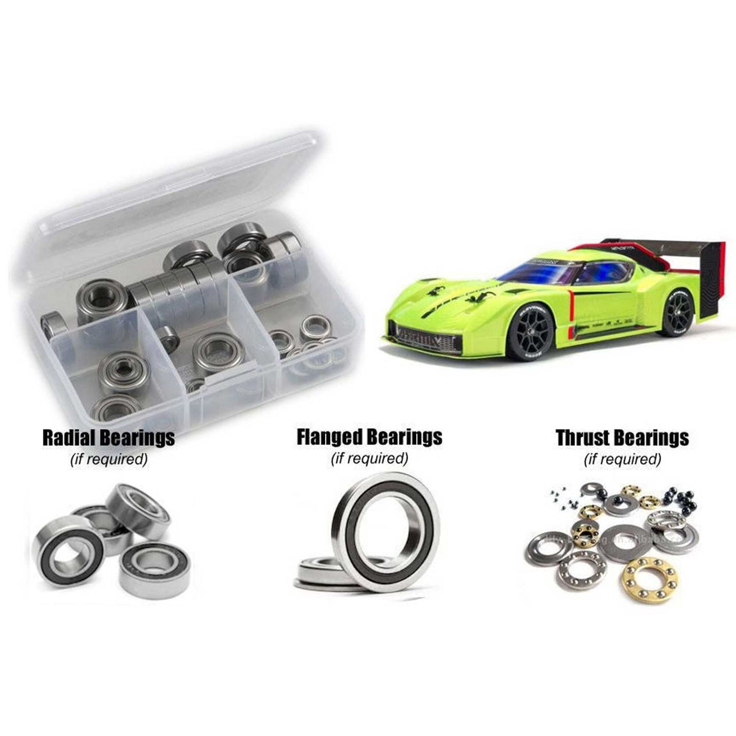 Rubber Shielded Bearing Kit for 1/8 Arrma Vendetta 3S BLX (RCZARA043R)