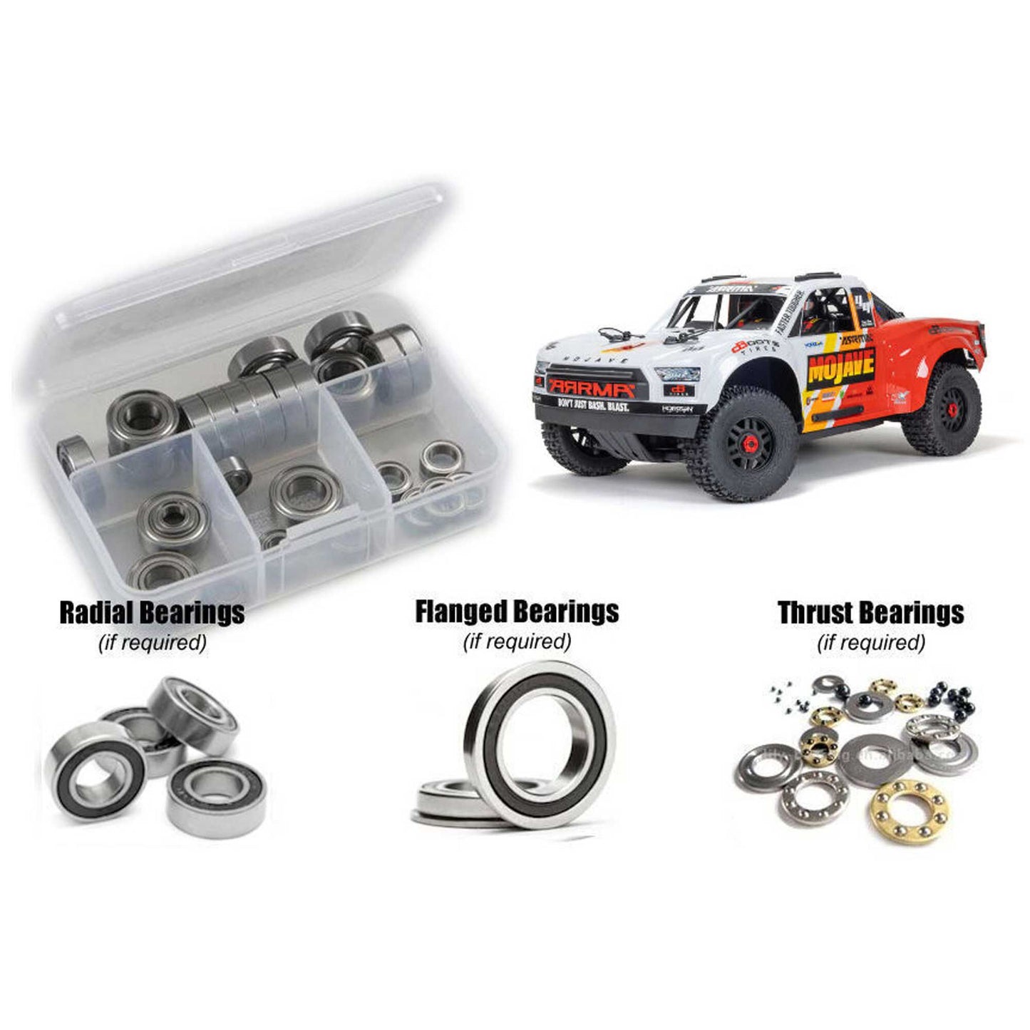 Rubber Shielded Bearing Kit for 1/8 Arrma Mojave 4S BLX (RCZARA052R)