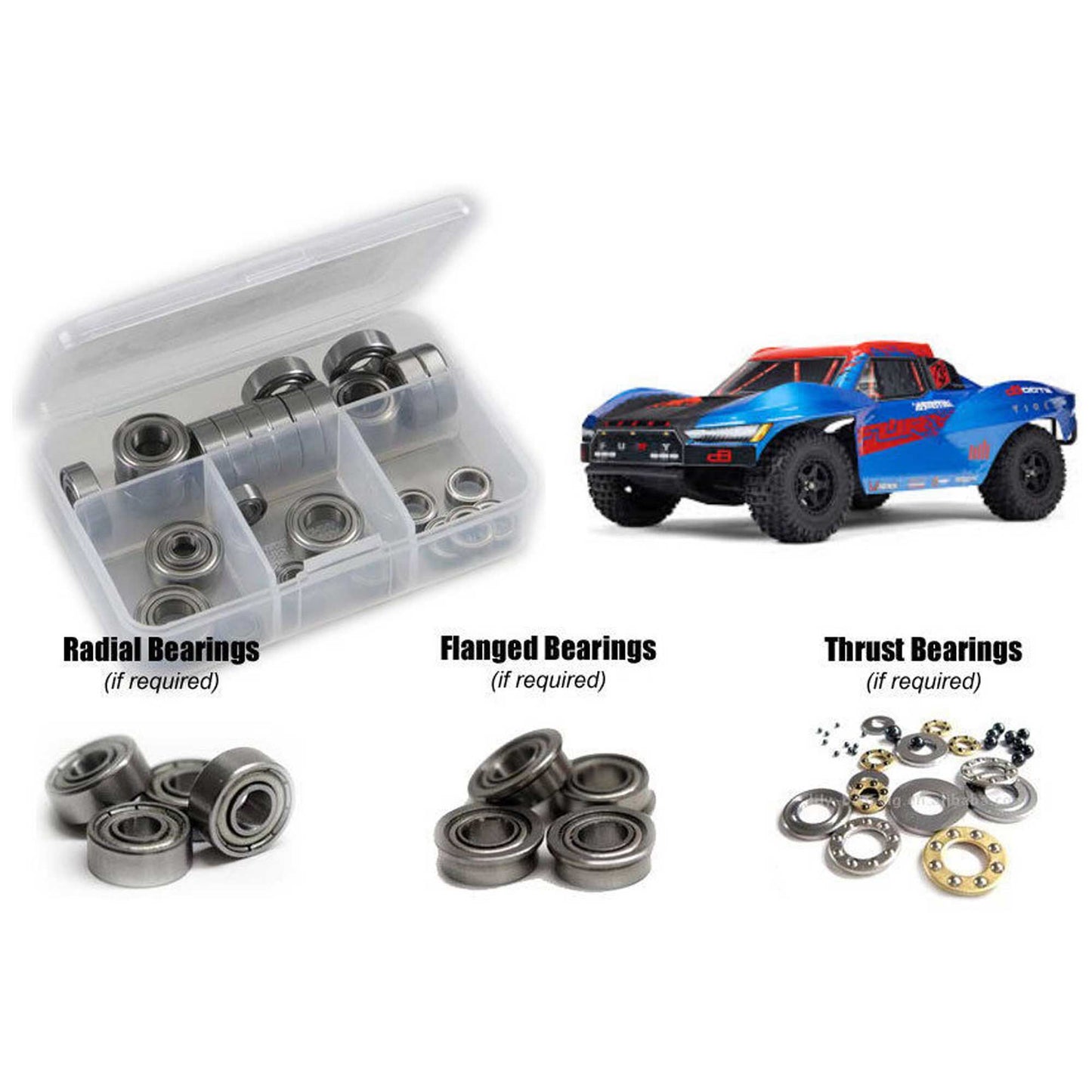 Metal Shielded Bearing Kit for 1/10 Arrma Fury 223S BLX (RCZARA059B)