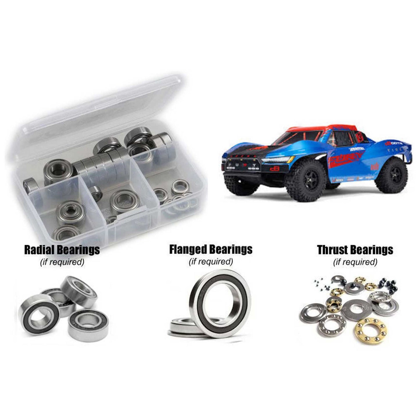 Rubber Shielded Bearing Kit for 1/10 Arrma Fury 223S BLX (RCZARA059R)