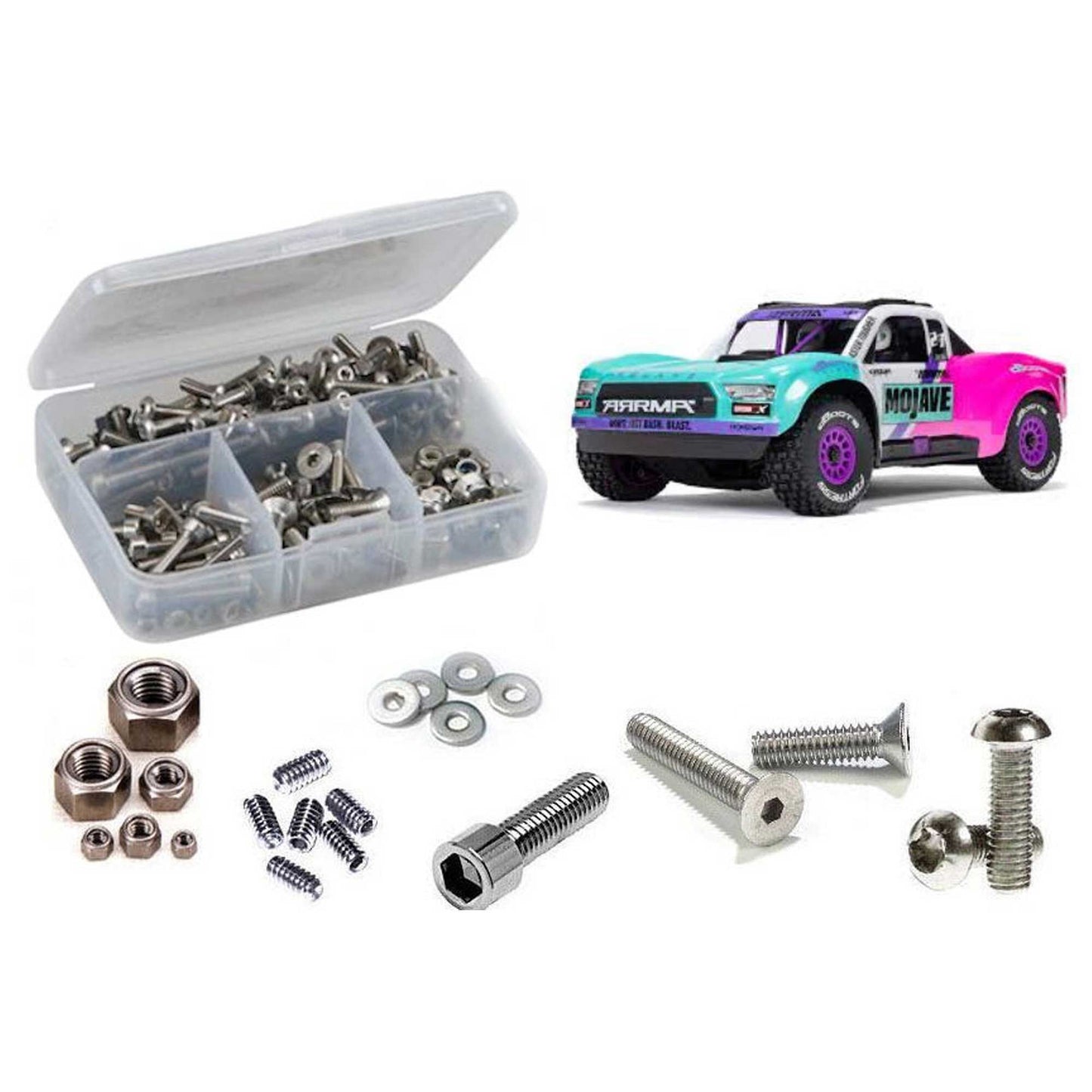 Stainless Steel Screw Kit for 1/16 Arrma Mojave Grom 223S BLX (RCZARA062)