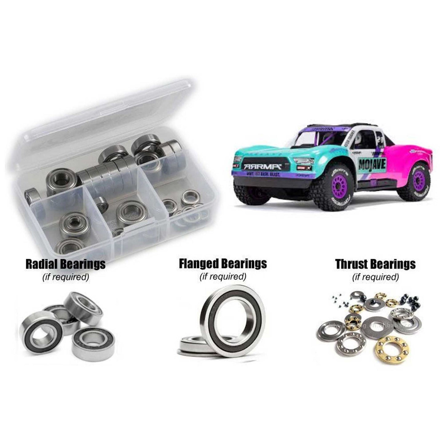 Rubber Shielded Bearing Kit for 1/16 Arrma Mojave Grom 223S BLX (RCZARA062R)