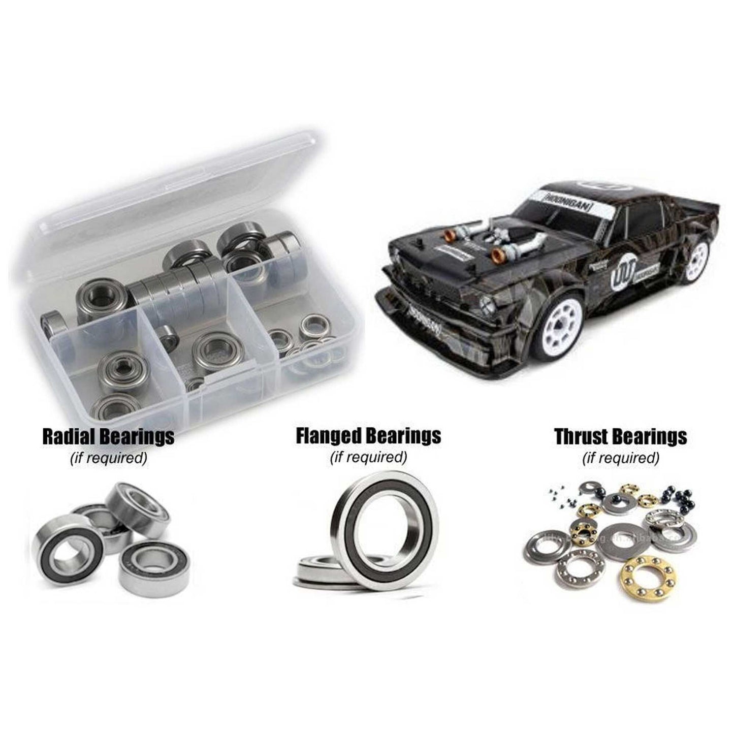 Rubber Shielded Bearing Kit for 1/10 Team Associated Apex2 Hoonicorn (RCZASC127R)