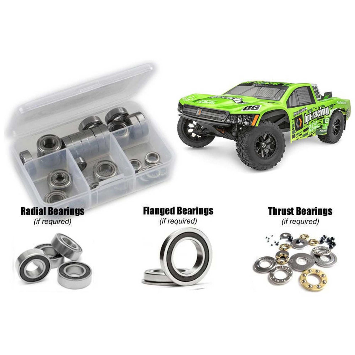 Rubber Shielded Bearing Kit for 1/10 HPI Racing Jumpshot SC V2 (RCZHPI101R)