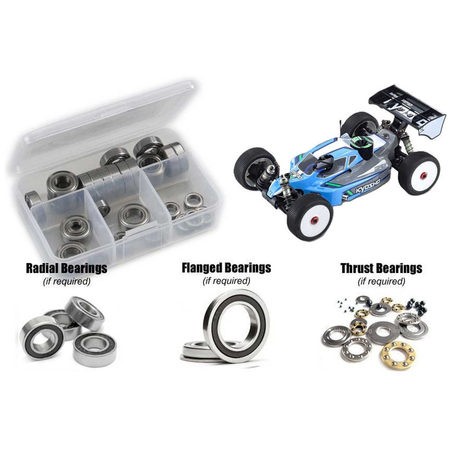 Rubber Shielded Bearing Kit for 1/8 Kyosho Inferno MP10 TKI2 Nitro (RCZKYO211R)