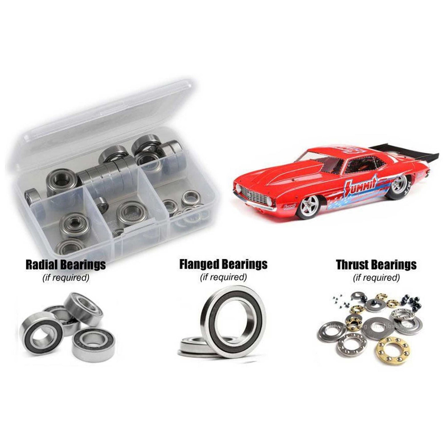 Rubber Shielded Bearing Kit for 1/10 Losi 1969 Camaro 22S 2WD (RCZLOS129R)