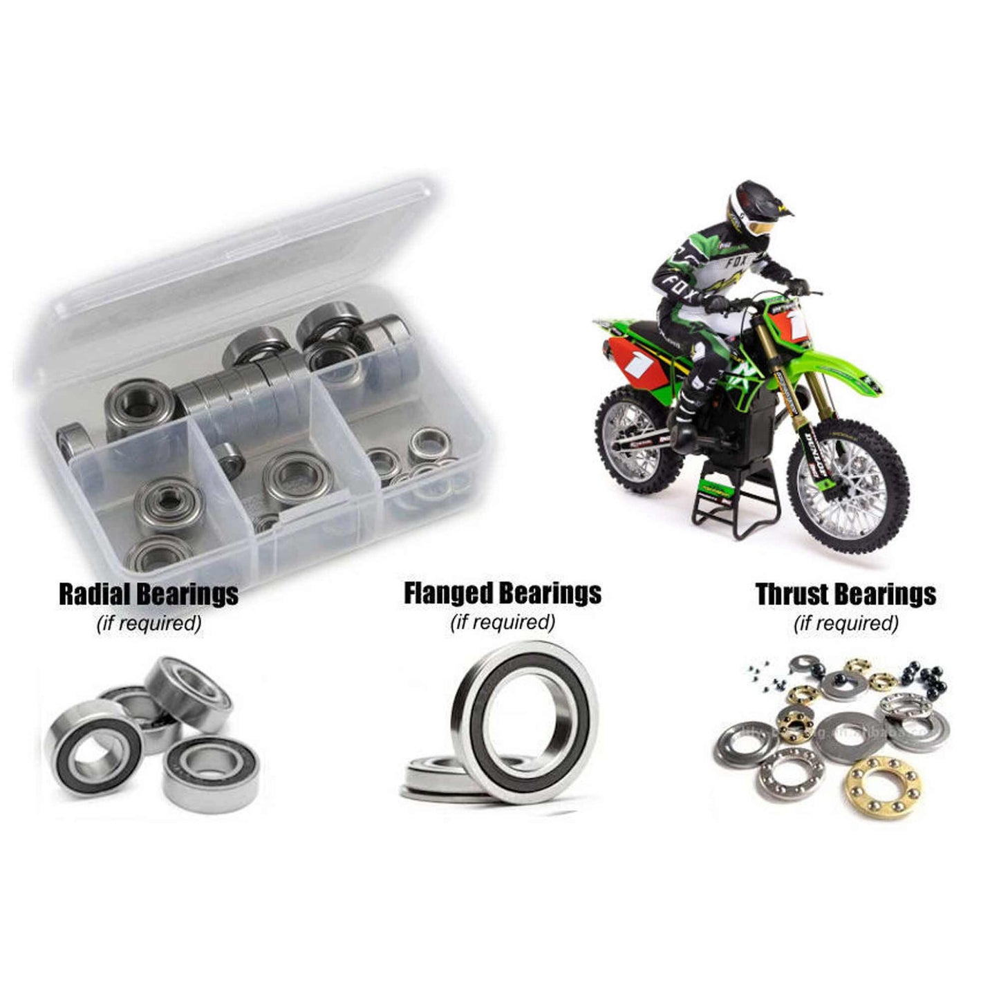 Team Losi 1/4 Promoto-MX Motorcycle Rubber Shielded Bearing Kit (RCZLOS141R)