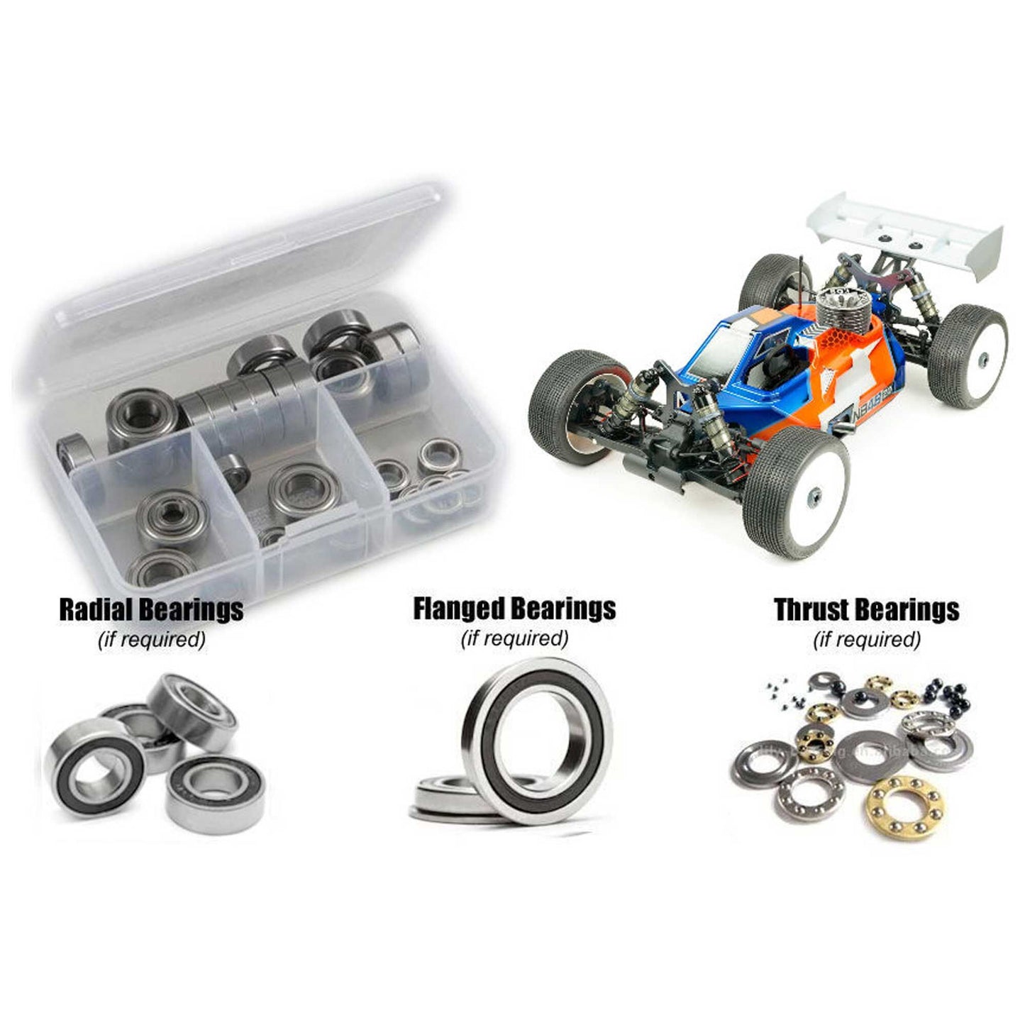 Rubber Shielded Bearing Kit for 1/8 Tekno RC NB48 2.1 (RCZTEK028R)