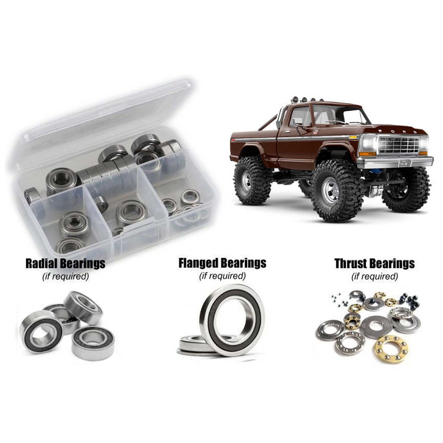 Rubber Shielded Bearing Kit for 1/18 Traxxas TX4m F150 Ranger XLT (RCZTRA127R)