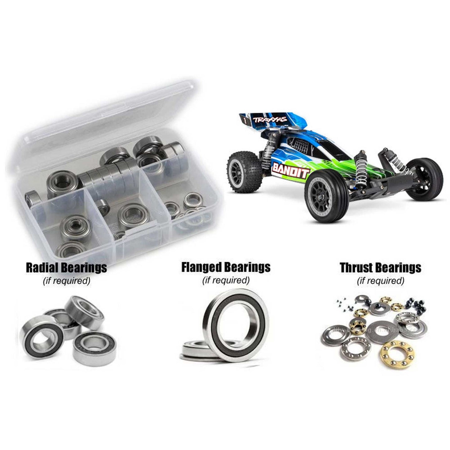 Rubber Shielded Bearing Kit for 1/10 Traxxas Bandit XL (RCZTRA128R)