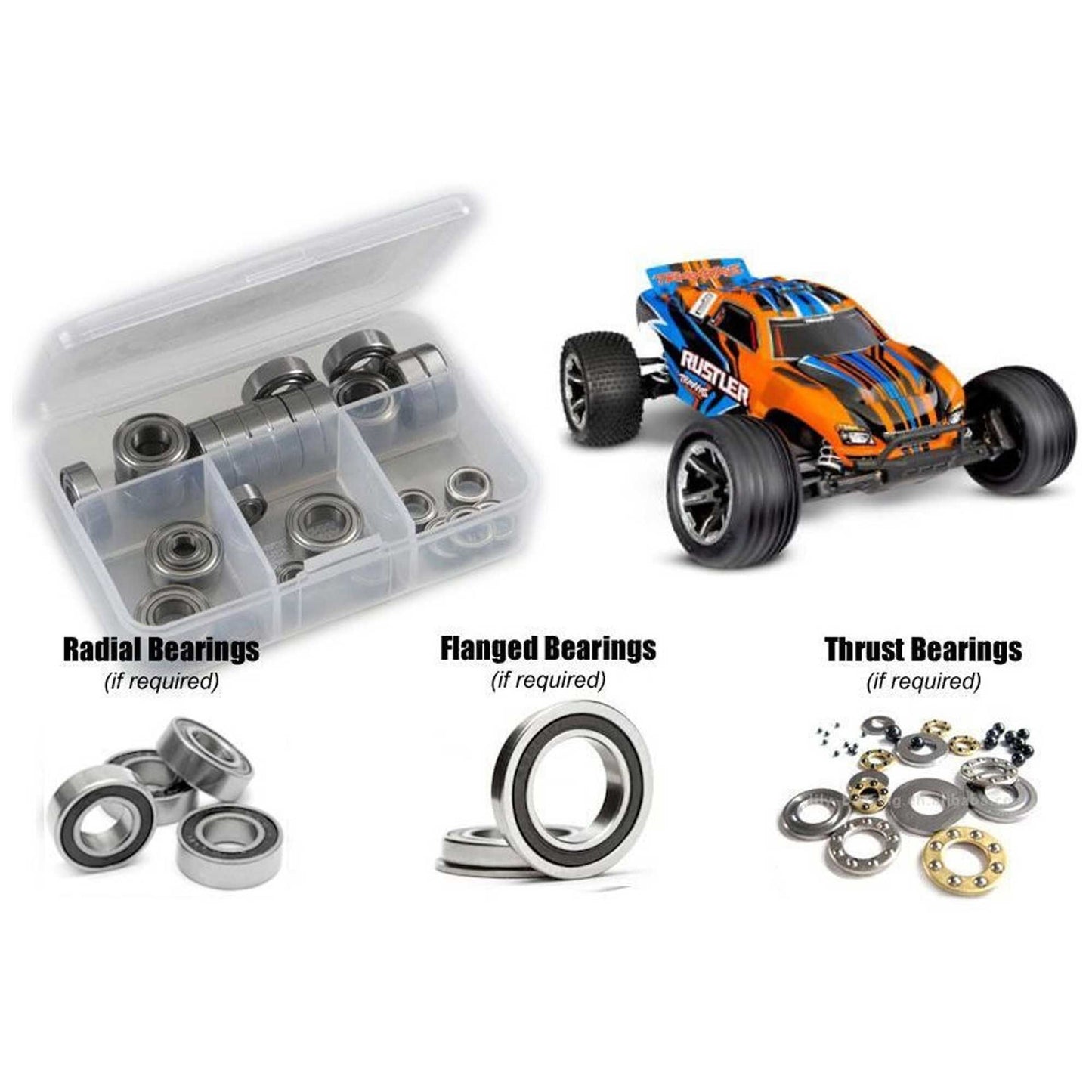 Rubber Shielded Bearing Kit for 1/10 Traxxas Rustler XL5 (RCZTRA130R)