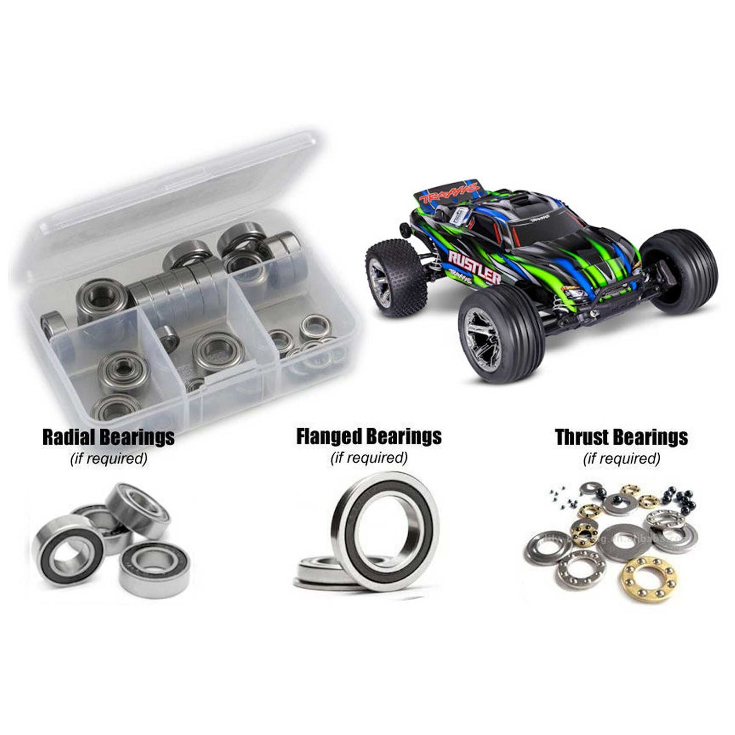 Rubber Shielded Bearing Kit for 1/10 Traxxas Rustler BL-2S (RCZTRA132R)