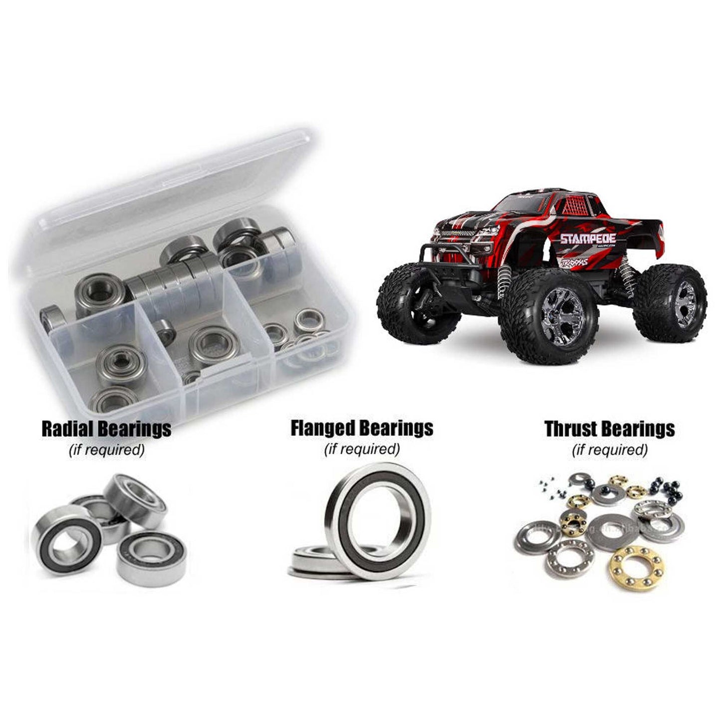 Rubber Shielded Bearing Kit for 1/10 Traxxas Stampede BL-2S (RCZTRA133R)