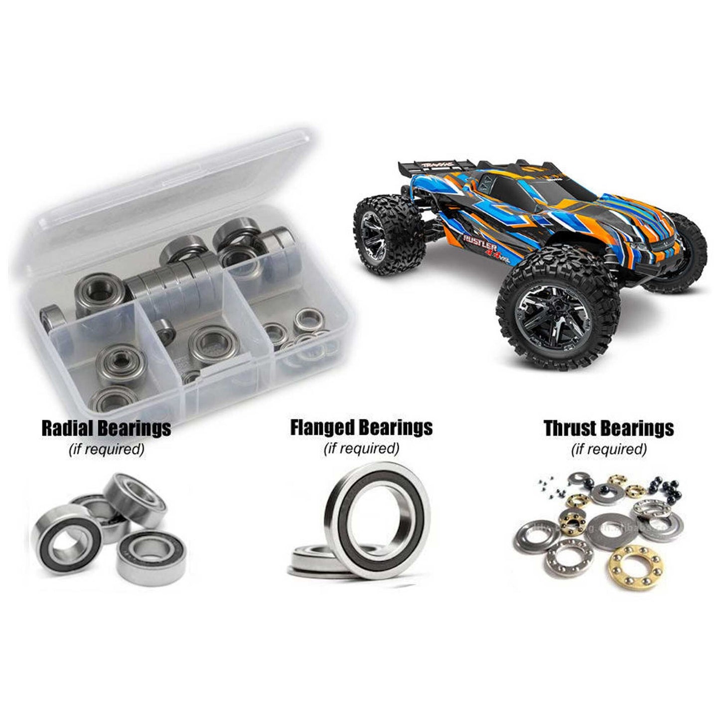 Rubber Shielded Bearing Kit for 1/10 Traxxas Rustler 4x4 VXL (RCZTRA135R)