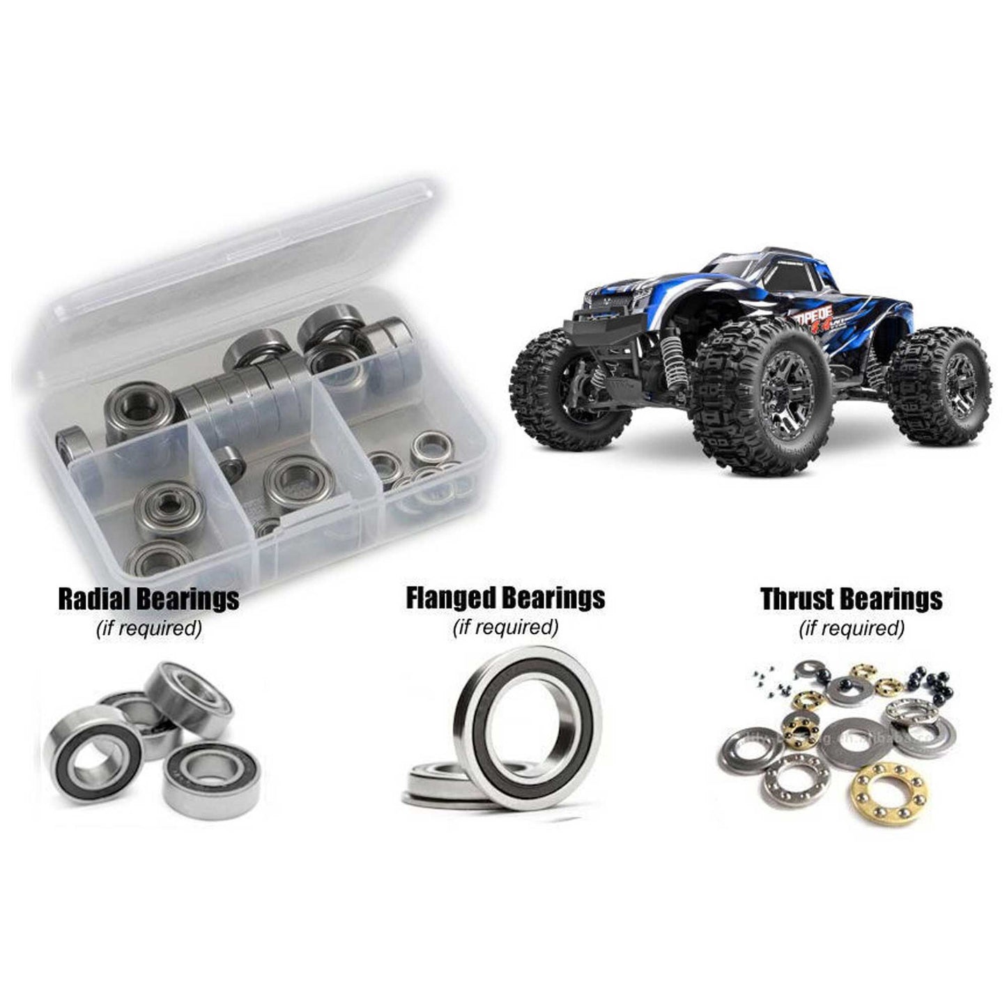 Rubber Shielded Bearing Kit for 1/10 Traxxas Stampede 4x4 VXL (RCZTRA137R)