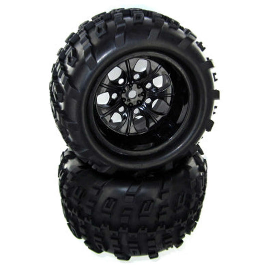 1/5 Pre-Mounted Black Tires and Wheels for Rampage XT (RER0706510)