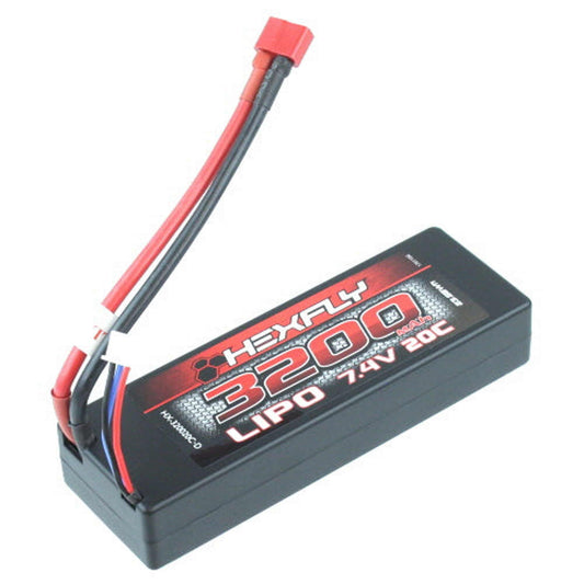 7.4V 3200mAh 2S 20C LiPo Battery with Hard Case and T-Plug (RERHX320020CD)