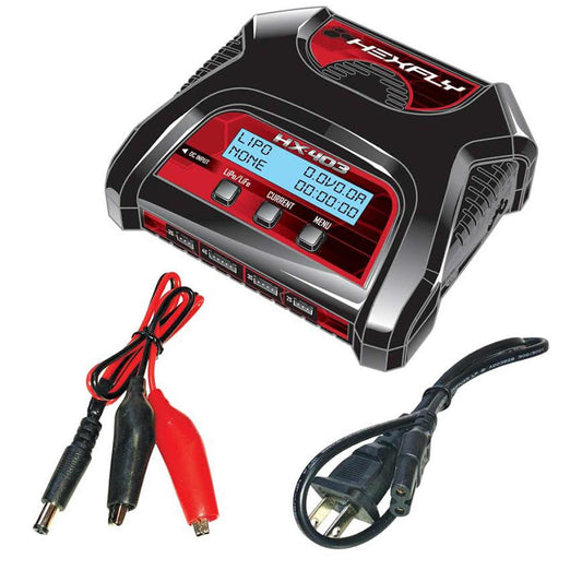 Hexfly HX-403 Dual Port 2S-4S AC/DC LiPo LiFe Battery Charger(1pc)