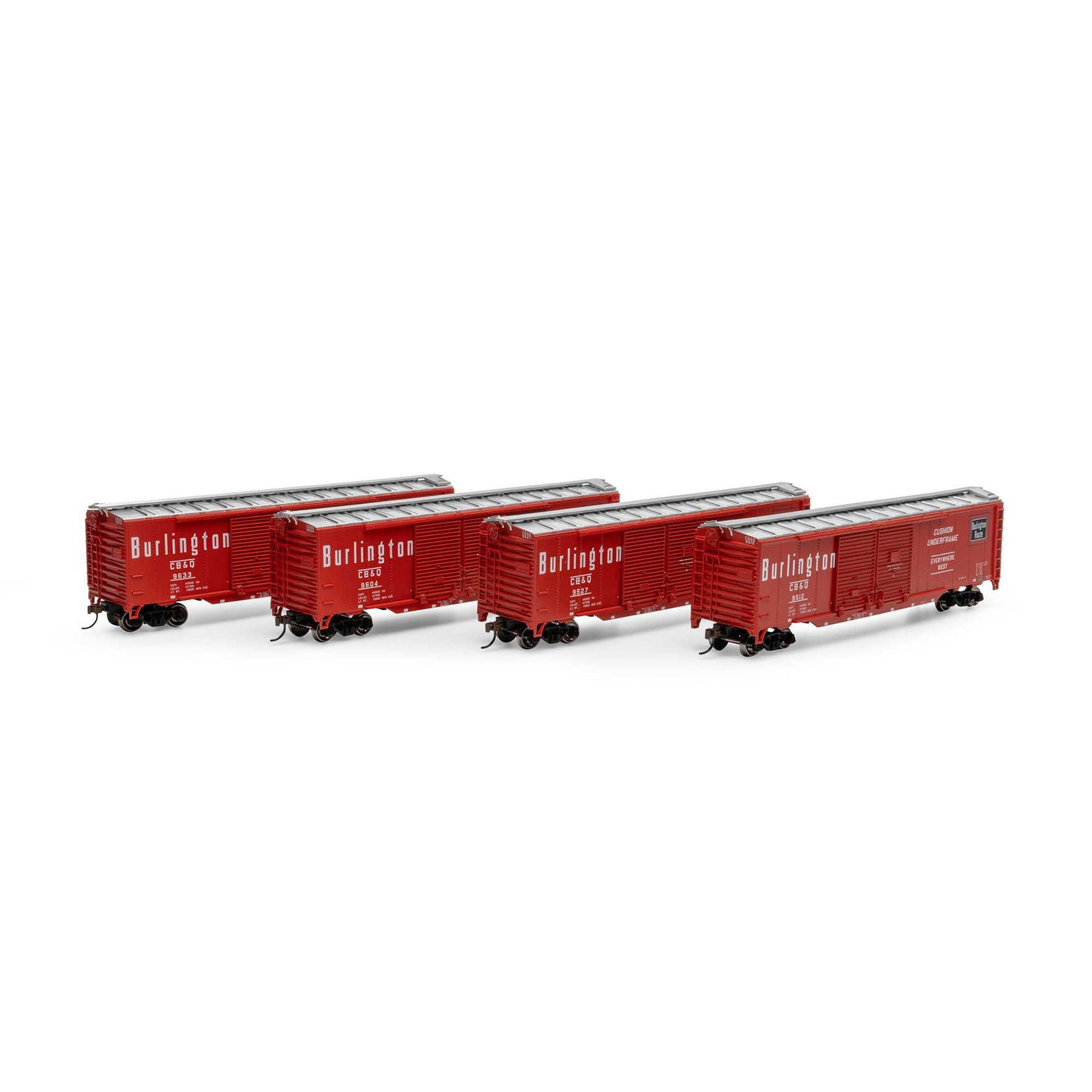 HO PS-1 Double Sliding Door Box Car CBQ Red (RND-1019)