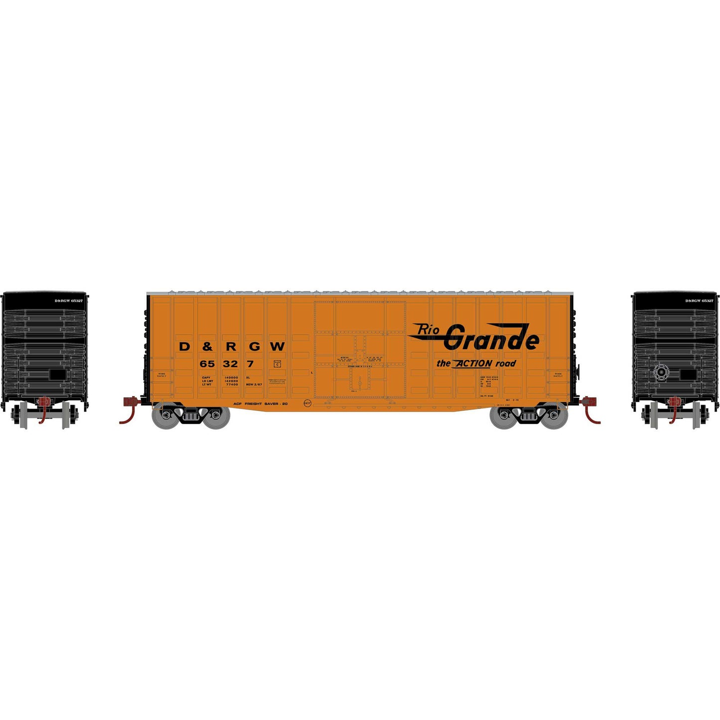 HO RND 50' Waffle High Cube Box Car DRGW #65327 (RND-1316)