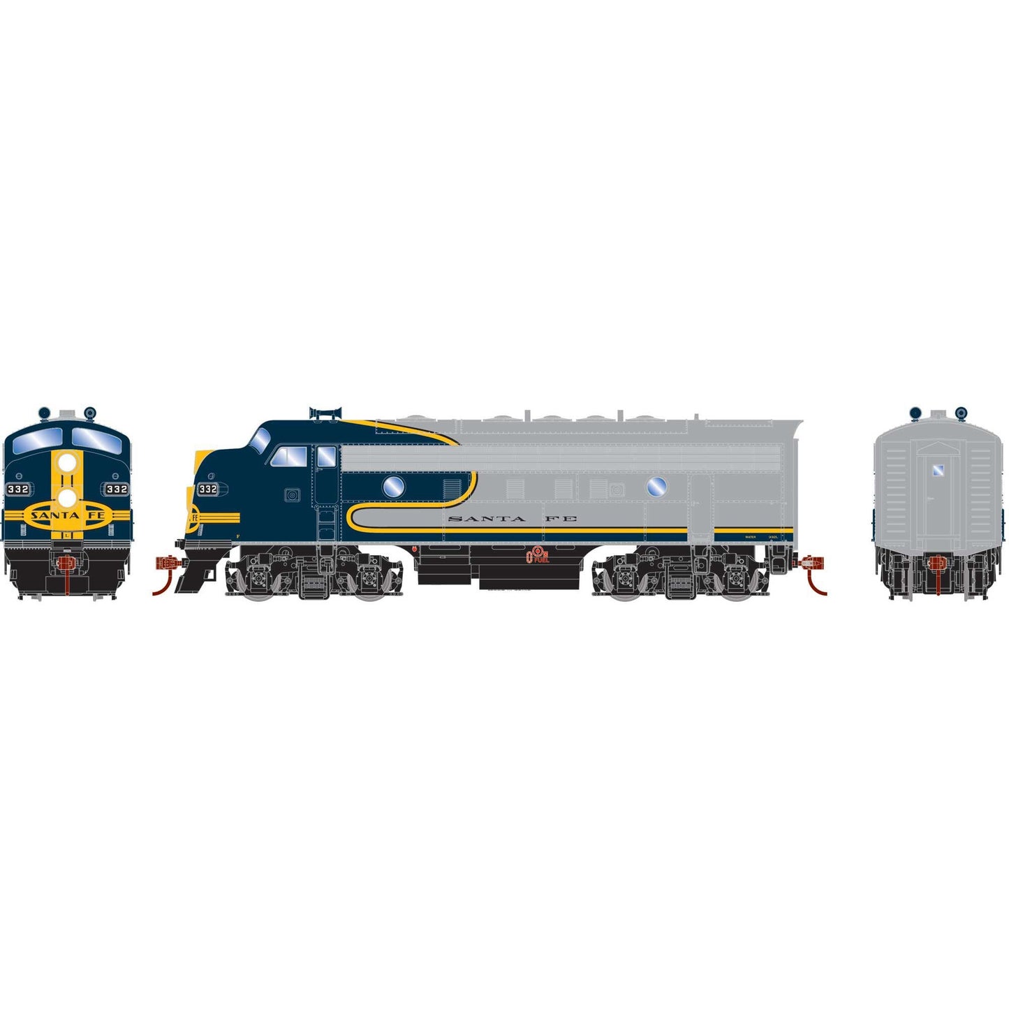 HO RND F7A Locomotive DCC-Ready ATSF #332 (RND-2233)