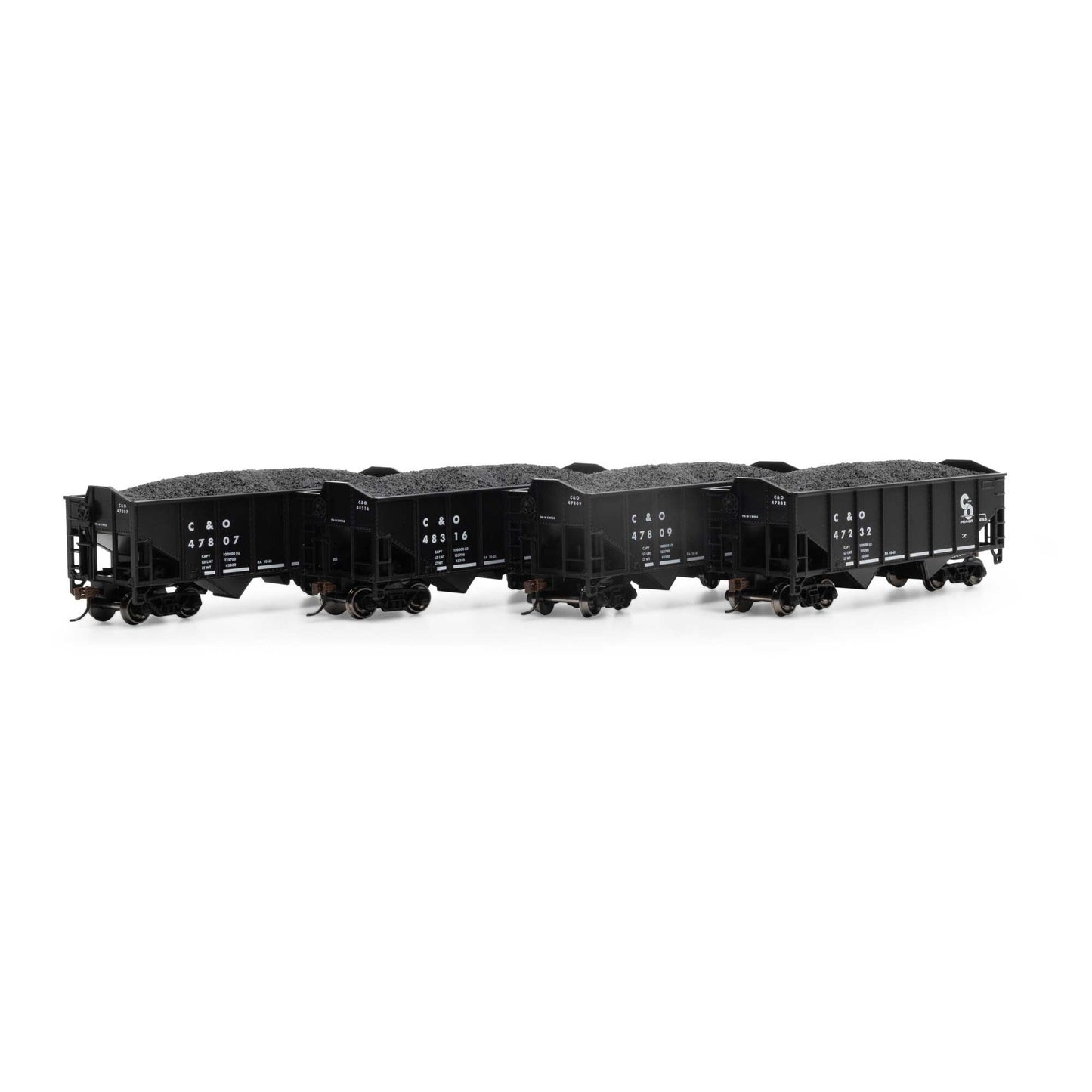 HO 34' 2-Bay Rib Side Hopper with Load, C&O #1 (RND50013)
