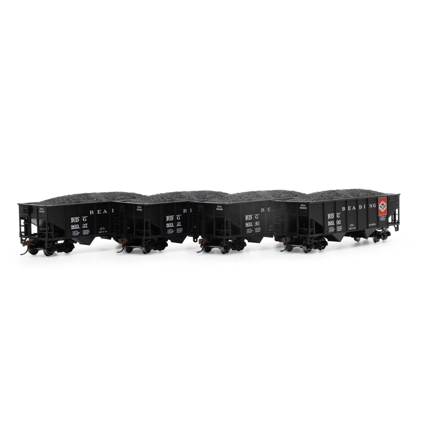 HO 34' 2-Bay Rib Side Hopper with Load RDG #1 Pack of 4 (RND50015)