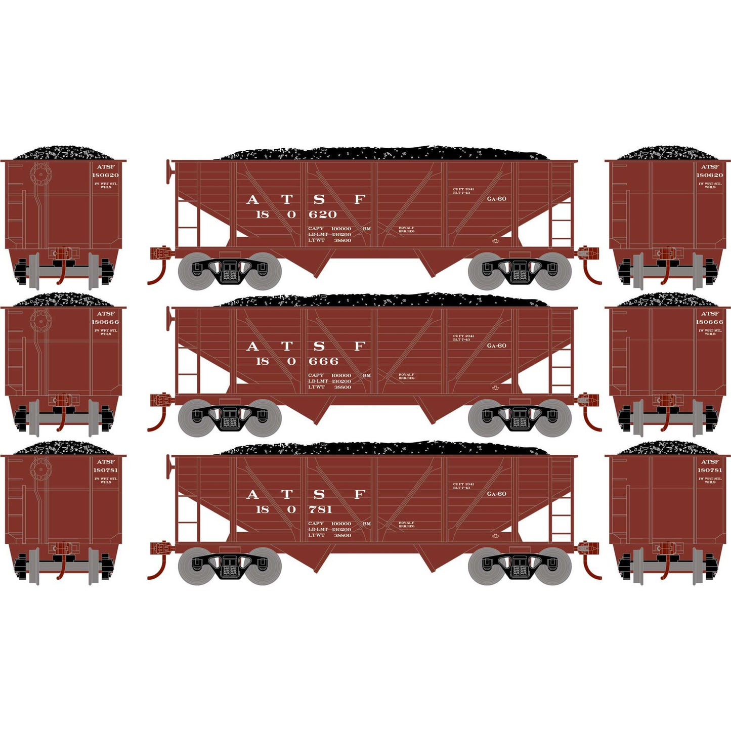 HO 34/ 2-Bay Composite Coal Hopper with Load, ATSF (RND70801)