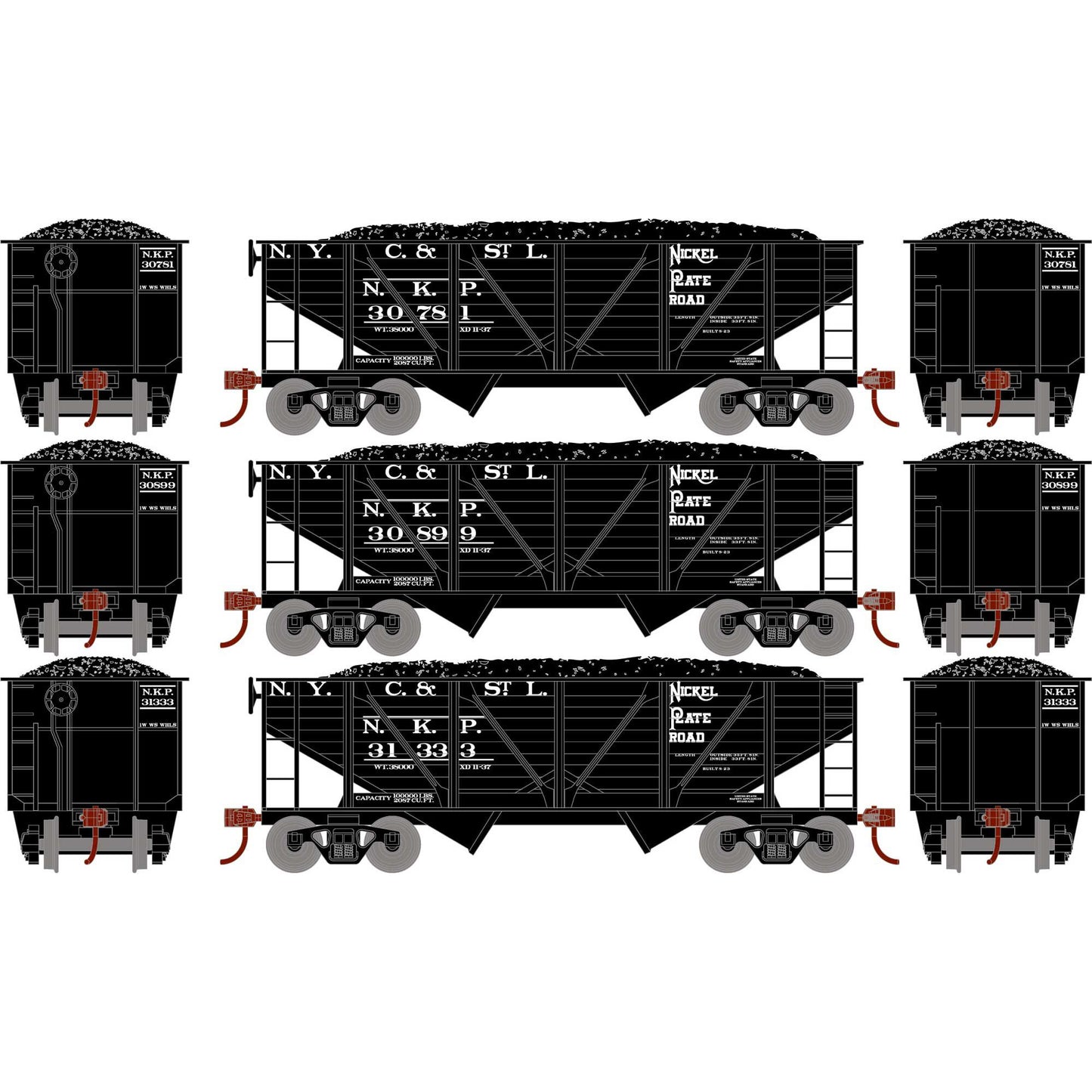 HO 34' 2-Bay Composite Coal Hopper with Load (RND70805)