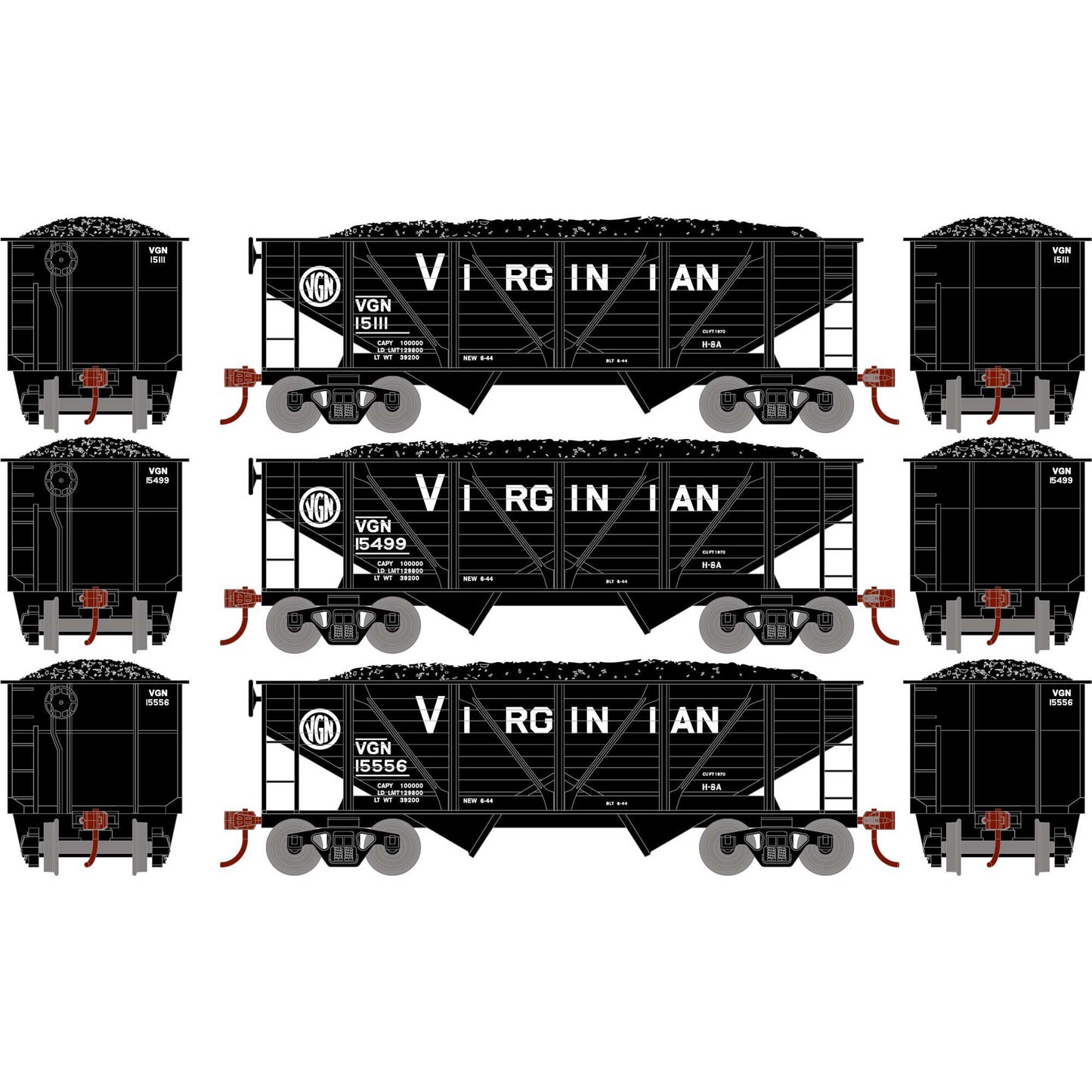 HO 34' 2-Bay Composite Coal Hopper with Load (RND70806)