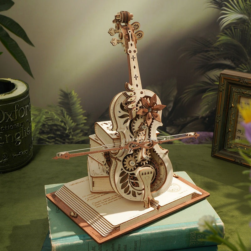 ROKR Magic Cello Mechanical Music Box Working Wooden Model Kit (ROEAMK63)