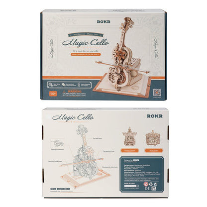 ROKR Magic Cello Mechanical Music Box Working Wooden Model Kit (ROEAMK63)