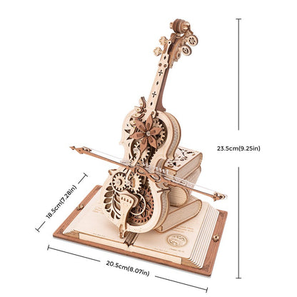 ROKR Magic Cello Mechanical Music Box Working Wooden Model Kit (ROEAMK63)