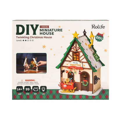 Rolife Twinkling Christmas House Miniature Wooden Model Kit (ROEDS036)