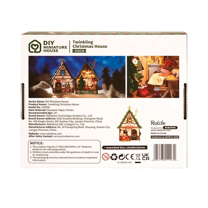 Rolife Twinkling Christmas House Miniature Wooden Model Kit (ROEDS036)