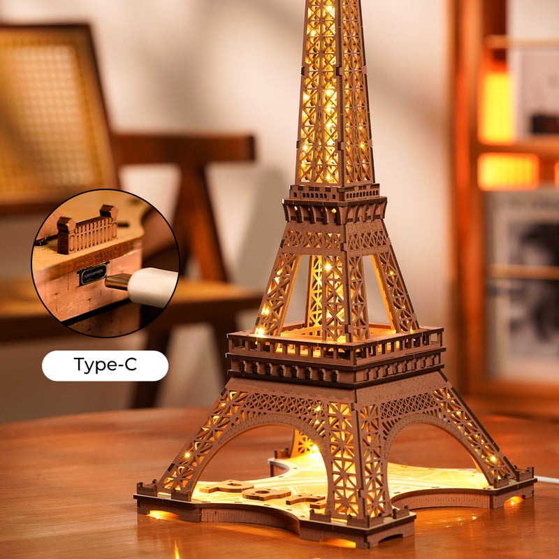 Night Of The Eiffel Tower Wooden Model Kit (ROETGL01)