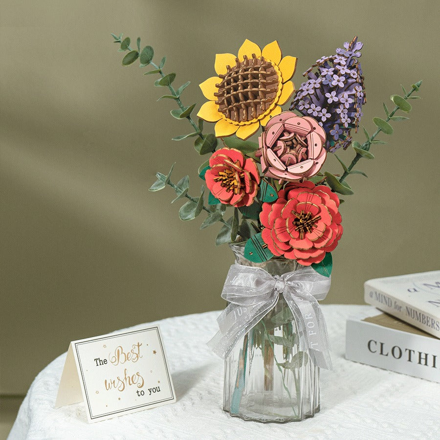 Red Camellia Bloom Craft Wooden Model Kit (ROETW031)