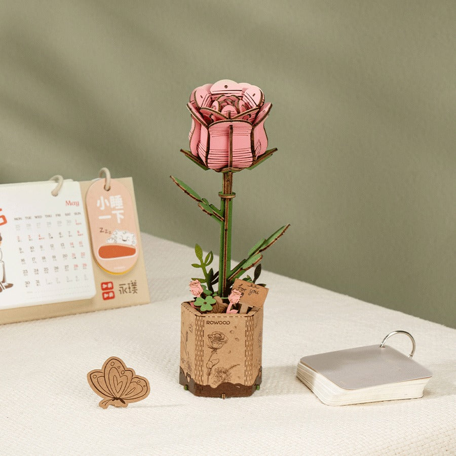 Rowood Pink Rose Wooden Bloom Craft Kit (ROETW041)