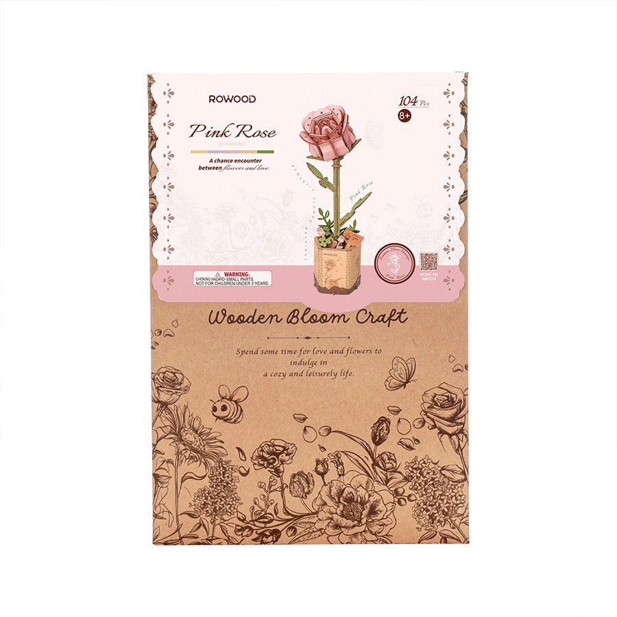 Rowood Pink Rose Wooden Bloom Craft Kit (ROETW041)