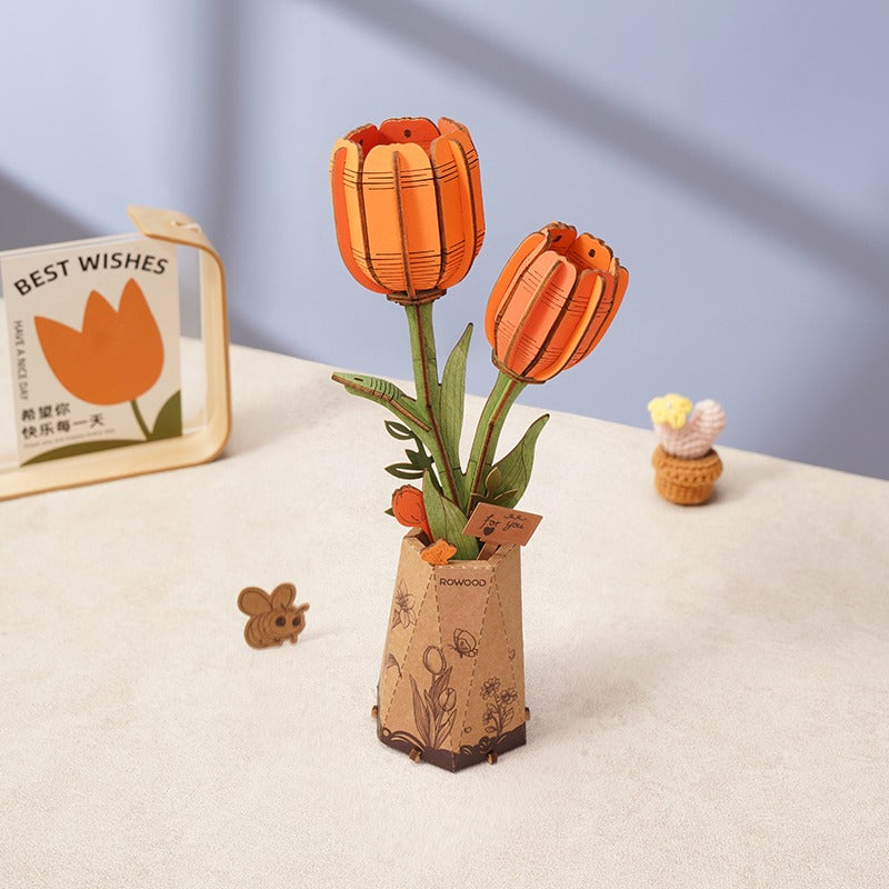 Rowood Orange Tulip Wooden Craft Bloom Kit (ROETW081)