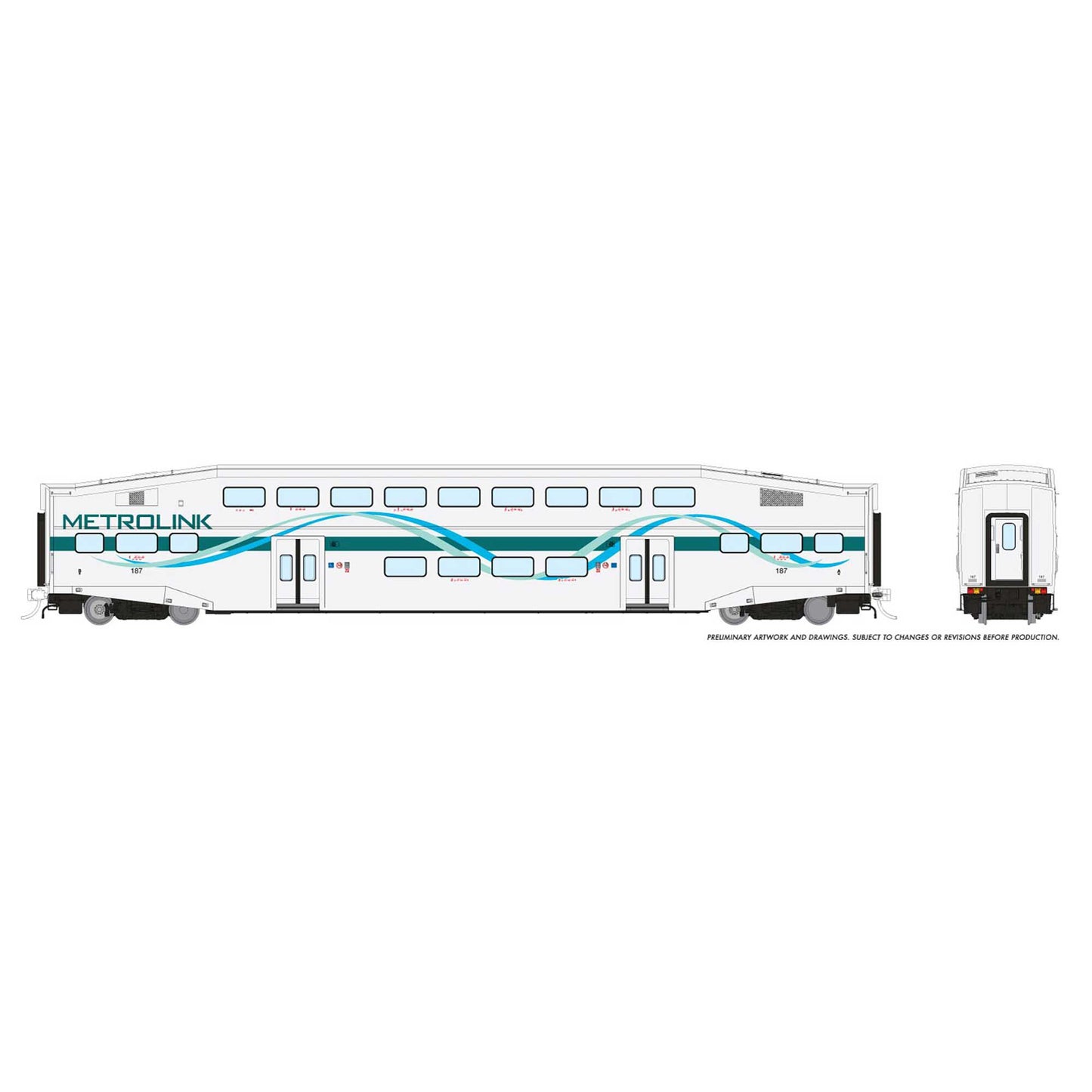 HO BiLevel Commuter Car Metrolink White Ribbon Coach (RPI146046)