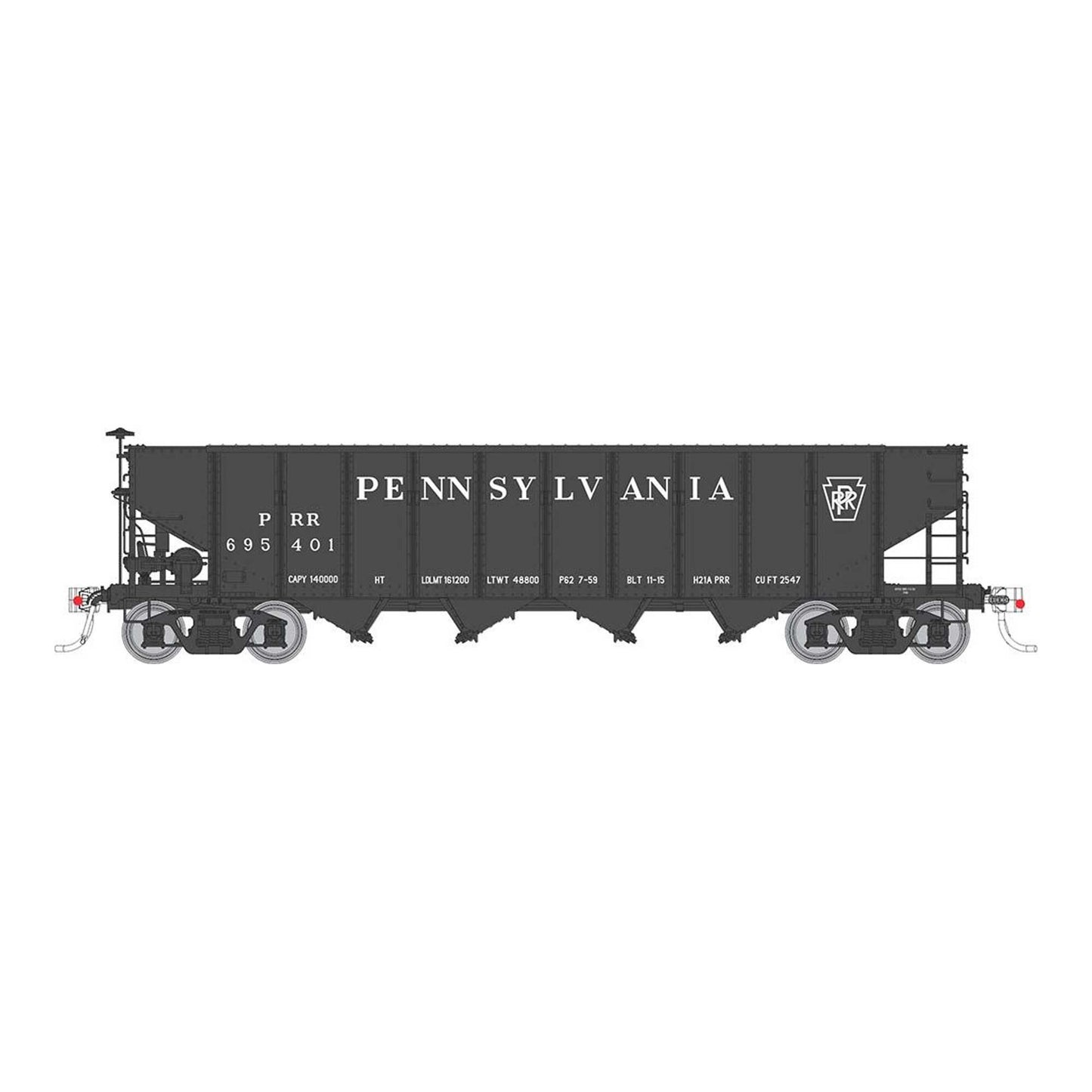HO H21A 4-Bay Hopper for Pennsylvania Railroad Black Plain Keystone (RPI178009A)