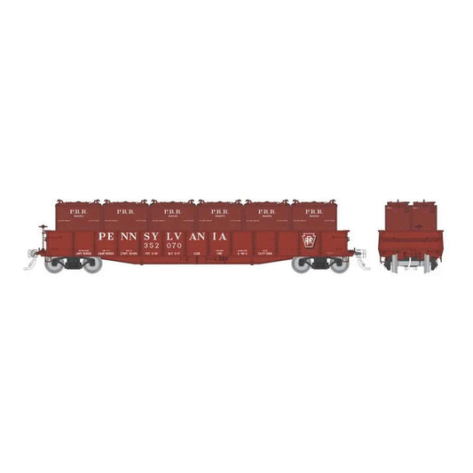 HO G22b Gondola with Containers PRR Shadow Keystone 6-Pack (RPI194006)
