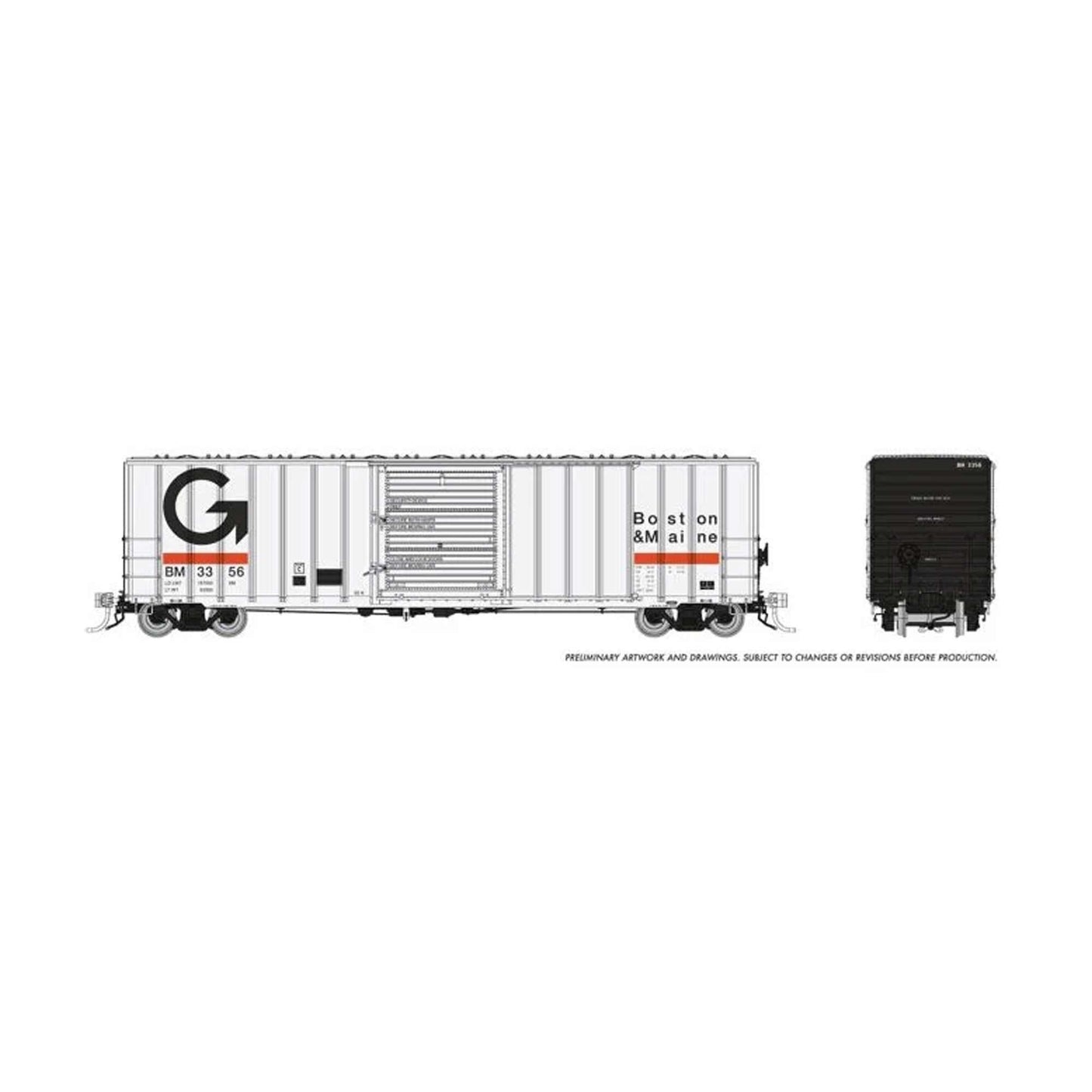 HO PC&F 5241 Cubic Foot Boxcar B&M - Guilford Single Car #1 (RPI198003A)