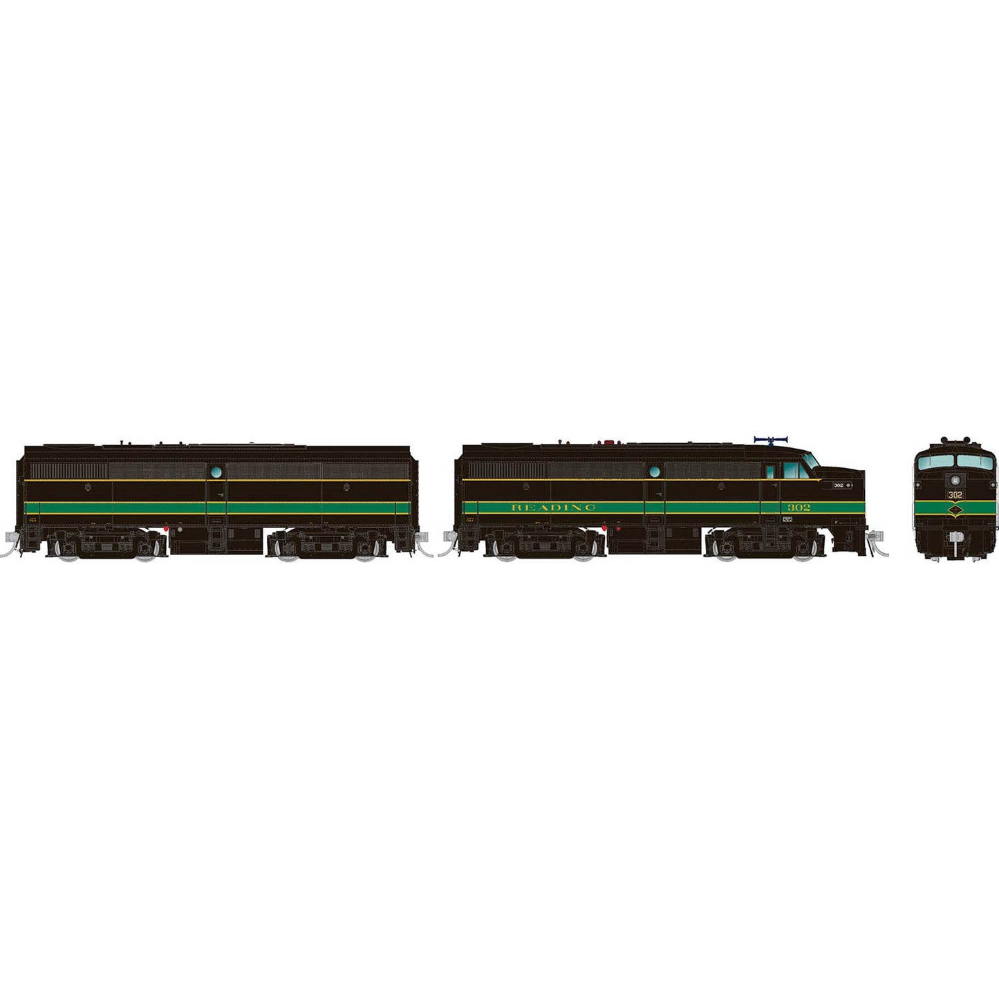 HO Alco FA1-FB1 Set with LokSound and DCC - Reading 302 and 302B (RPI37539)