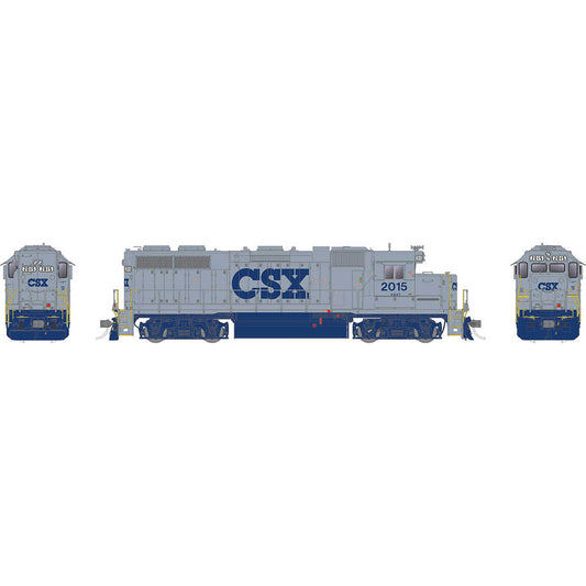 HO EMD GP38 Locomotive with DCC & Sound CSX Grey #2015 (RPI38509)