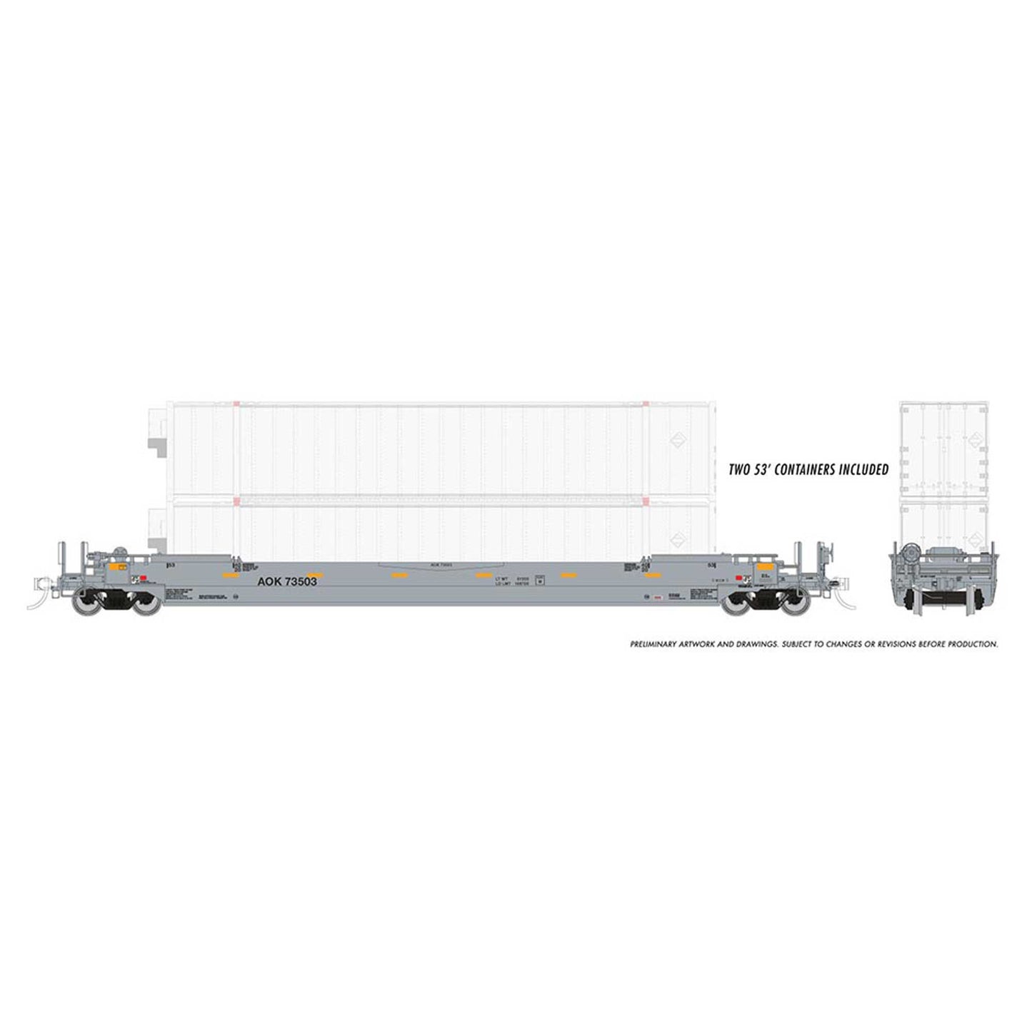 HO 53 Husky Stack Well Car with 2 Containers (RPI401055)