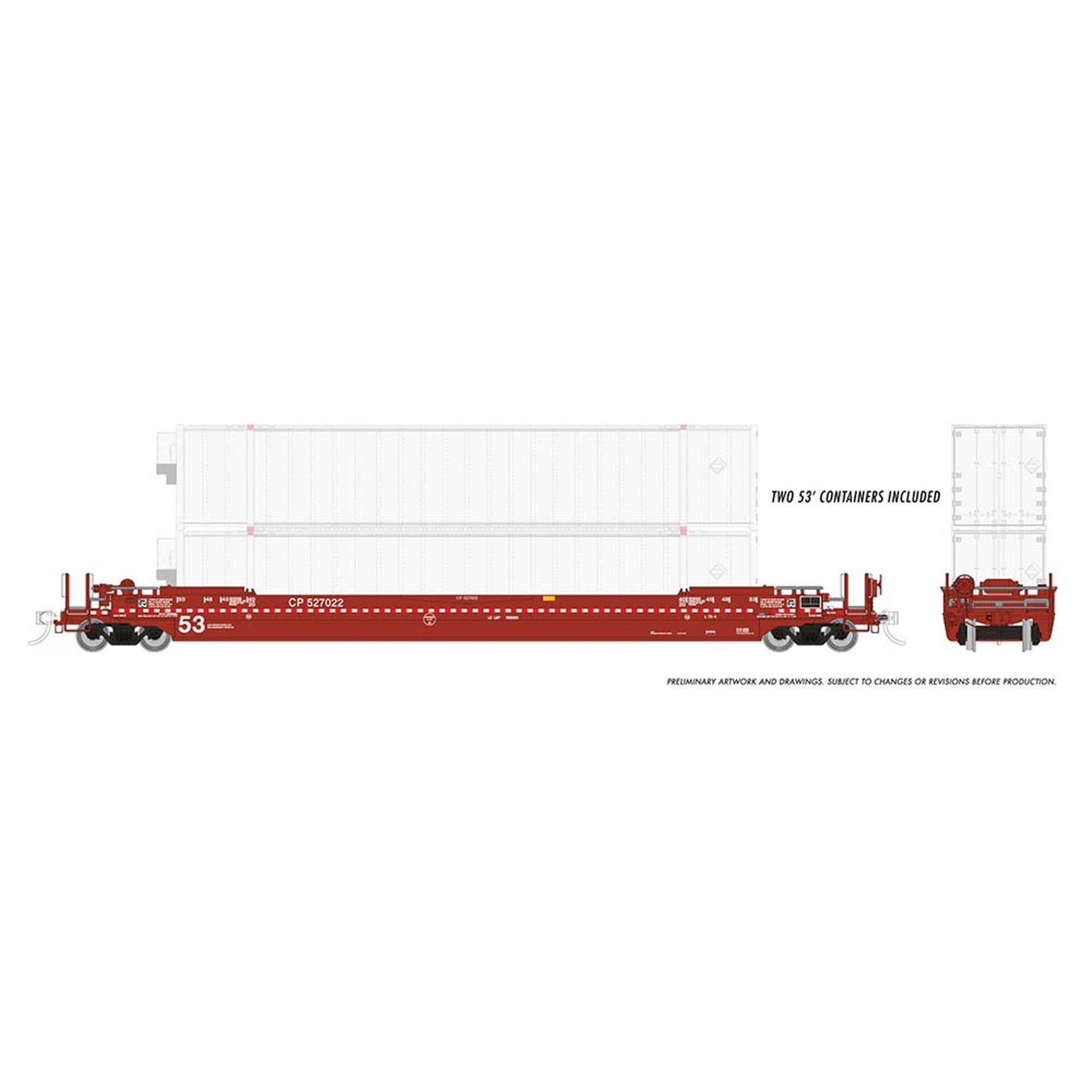 HO 53 Husky Stack Well Car with 2 Containers CP (RPI401057)
