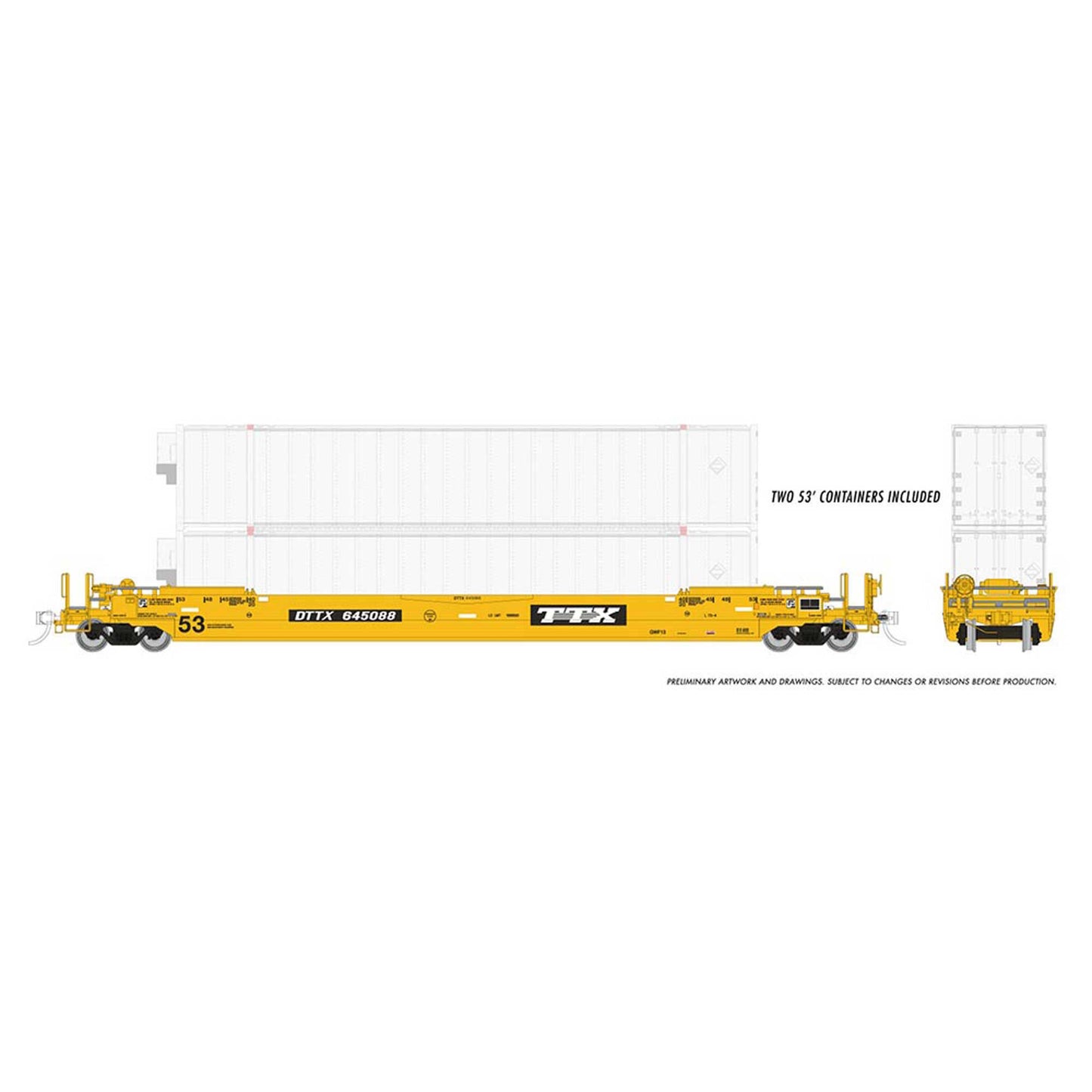 HO 53 Husky Stack Well Car with 2 Containers TTX (RPI401061)