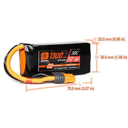 1300mAh 11.1V 30C 3S Smart G2 LiPo Battery Pack with IC3 Plug (SPMX133S30)_2